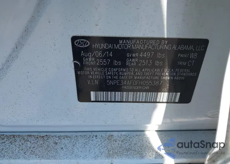 2015 Hyundai Sonata Sport z USA, uszkodzony, nr VIN 5NPE34AF0FH055387